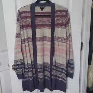 TORRID Taupe & Wild Berry Stripe Cardigan